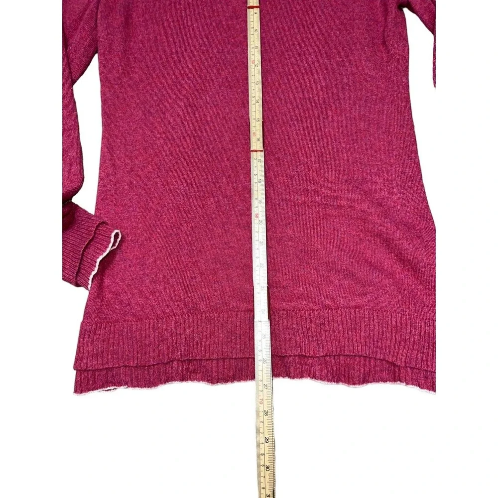 Banana Republic Women V-Neck Double Trim Sweater Sz L Pink‎ Cashmere/Wool Blend